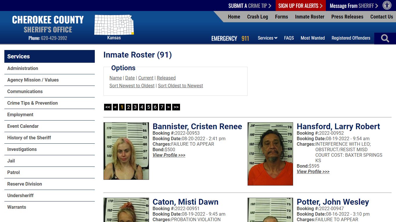 Inmate Roster - Cherokee County Sheriff KS